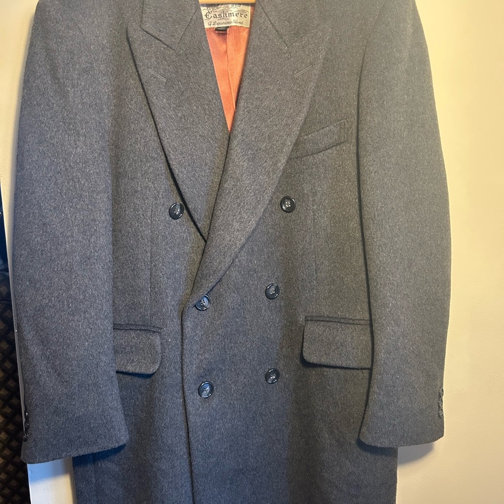 Men's Gray Double-Breasted Wool & Cashmere’s Coat 42 short